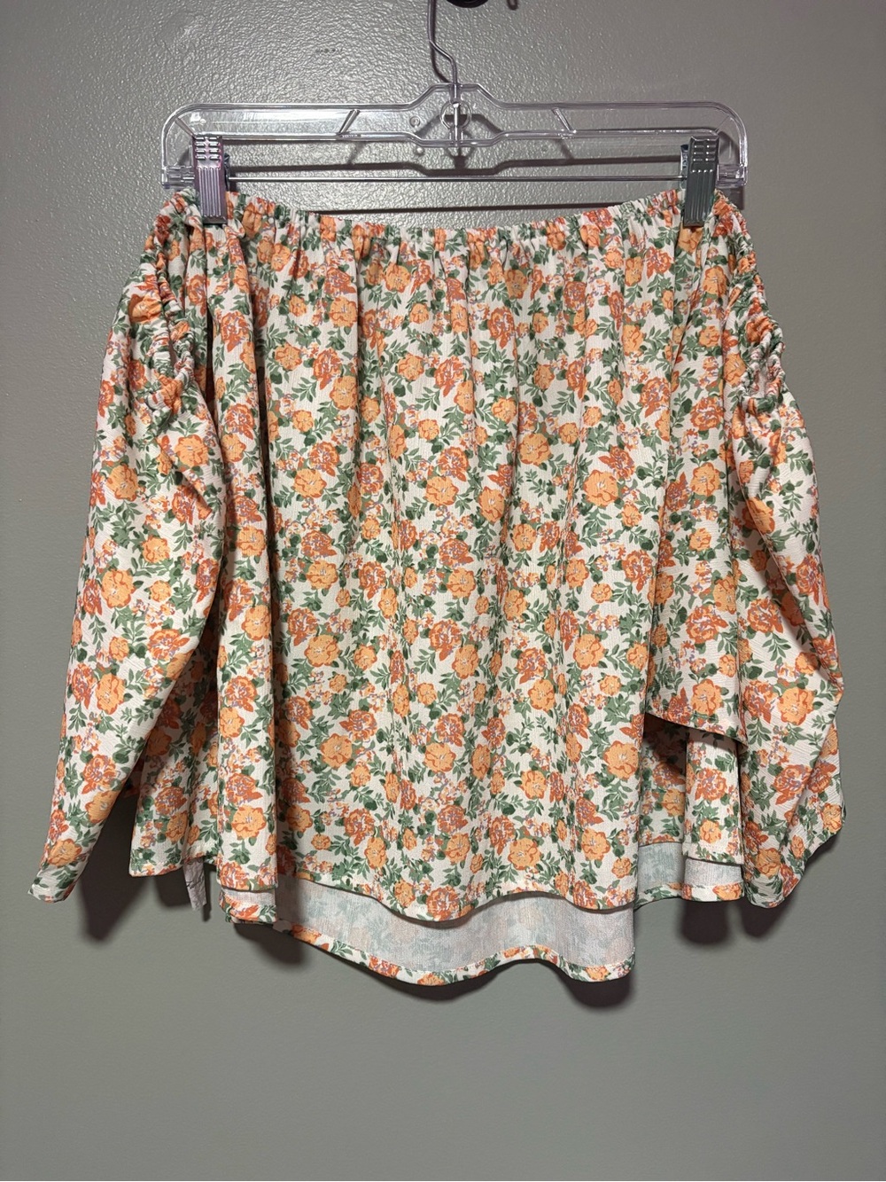 Women’s Off Shoulder Floral Blouse Size Medium Cottagecore Top Bell Sleeve